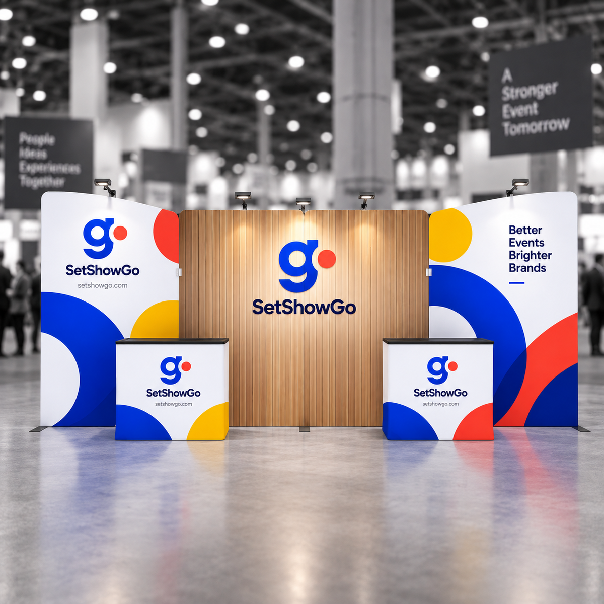WaveLine Media AEEA 20 ft four-panel display shown assembled with printed graphics — view 1