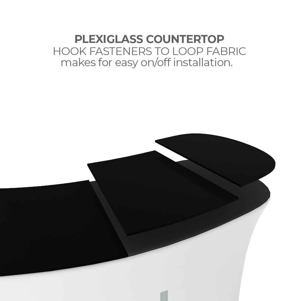 WaveLine InfoDesk 02CV included black plexiglass counter top detail