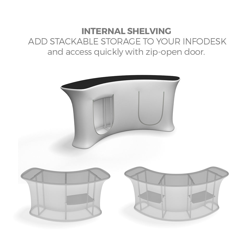 InfoDesk 03CI Concave Counter — optional middle shelf detail