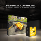 Casonara 40 in Square Counter Graphic — optional backwall installation example; fabric only, hardware excluded