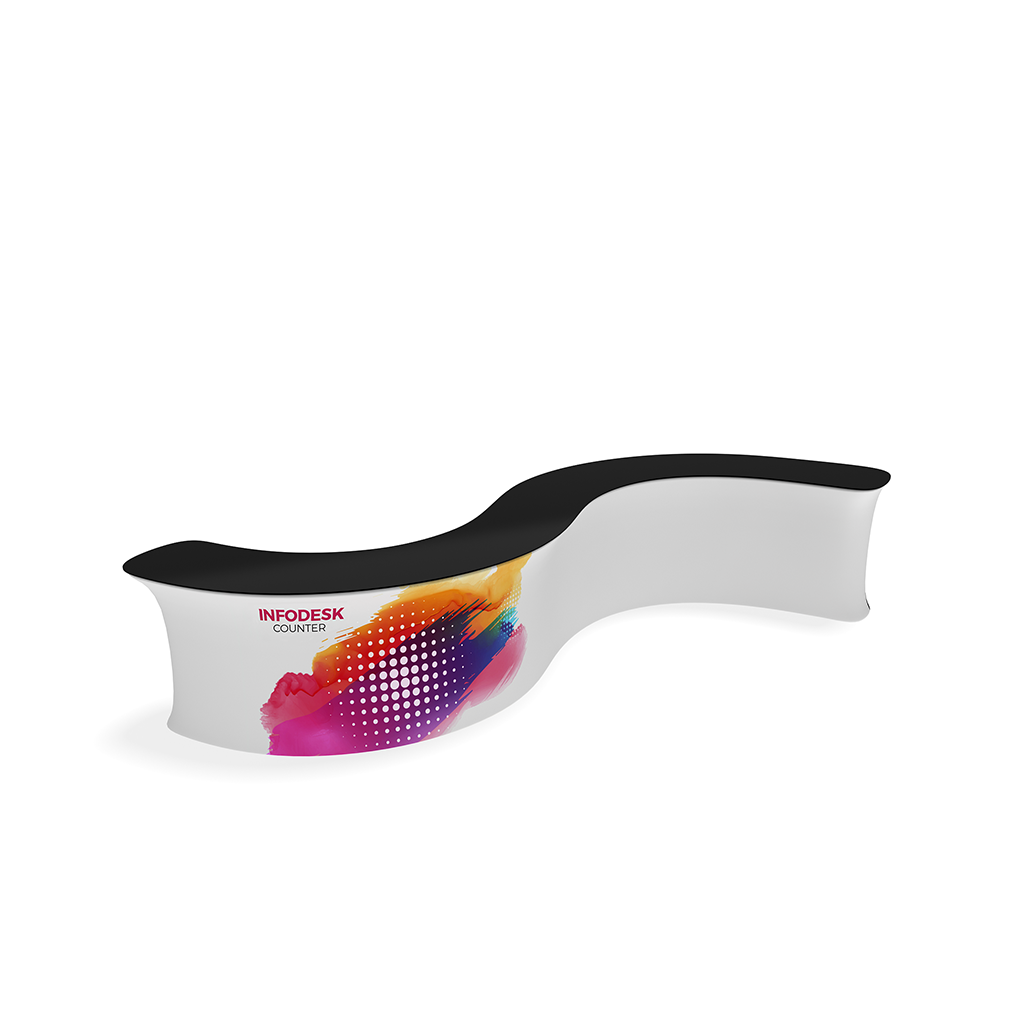 InfoDesk 08S Replacement Graphic — assembled counter view 1; graphic only, hardware excluded