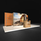 Eagle 10x20 backlit booth shown assembled with printed graphics — view 2