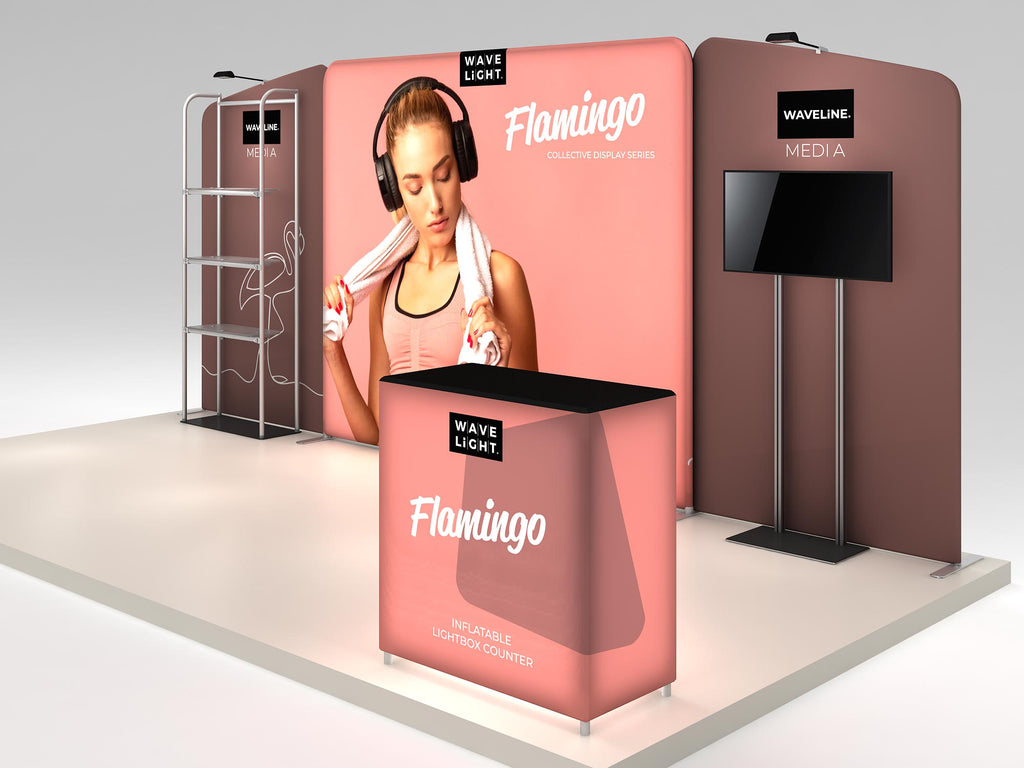 Flamingo complete display — alternate angle; screen and flooring shown separately