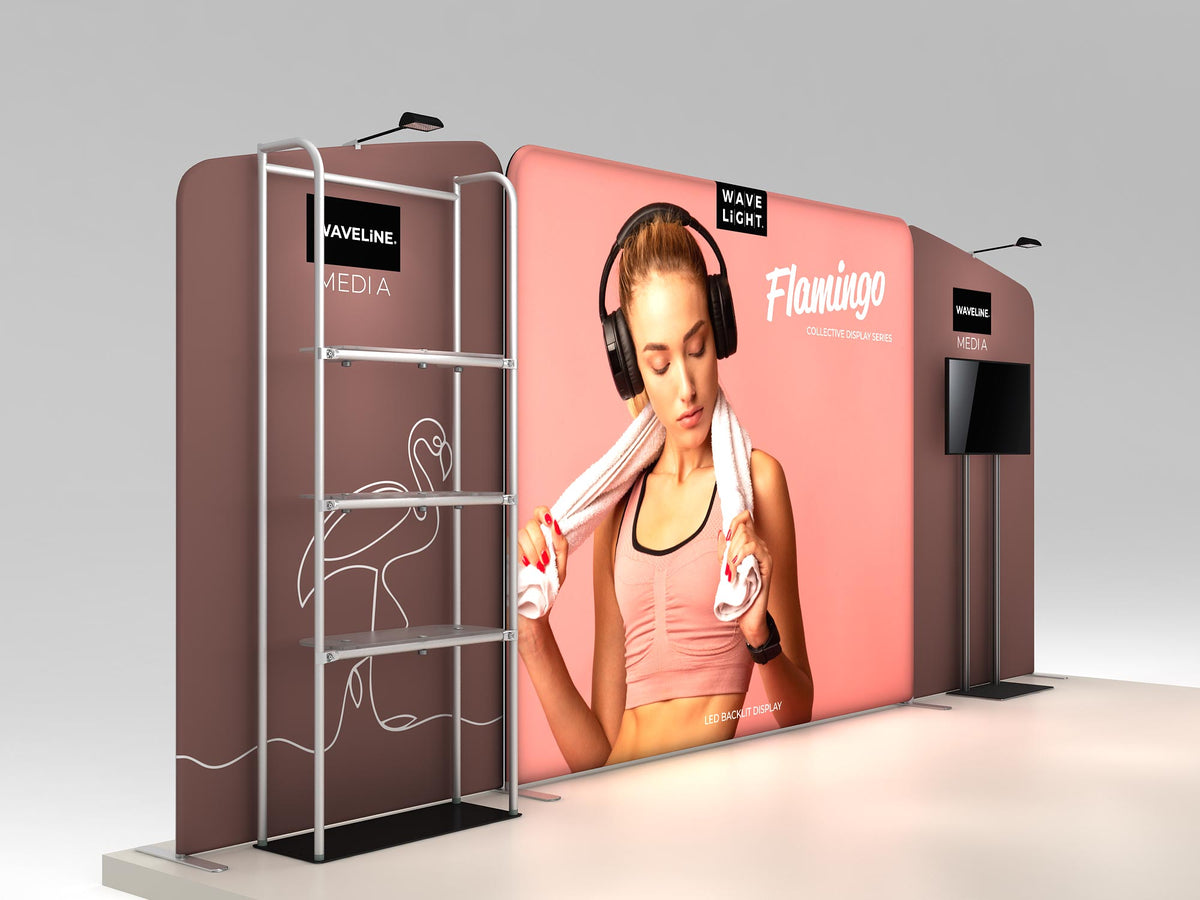 Flamingo complete display — display detail; screen and flooring shown separately