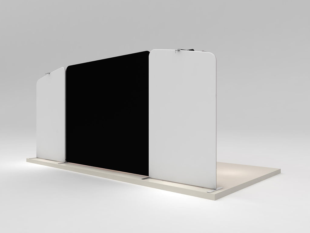 Flamingo complete display — rear view; screen and flooring shown separately