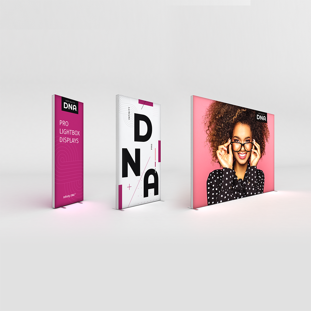 Infinity DNA Pro 10 ft replacement fabric graphic shown installed on the compatible frame; frame and hardware are not included — view 2