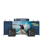 WaveLine Media E10CE 20 ft curved center display shown assembled with printed graphics — view 1