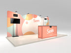 Swan 10x20 booth shown assembled with printed graphics — view 1