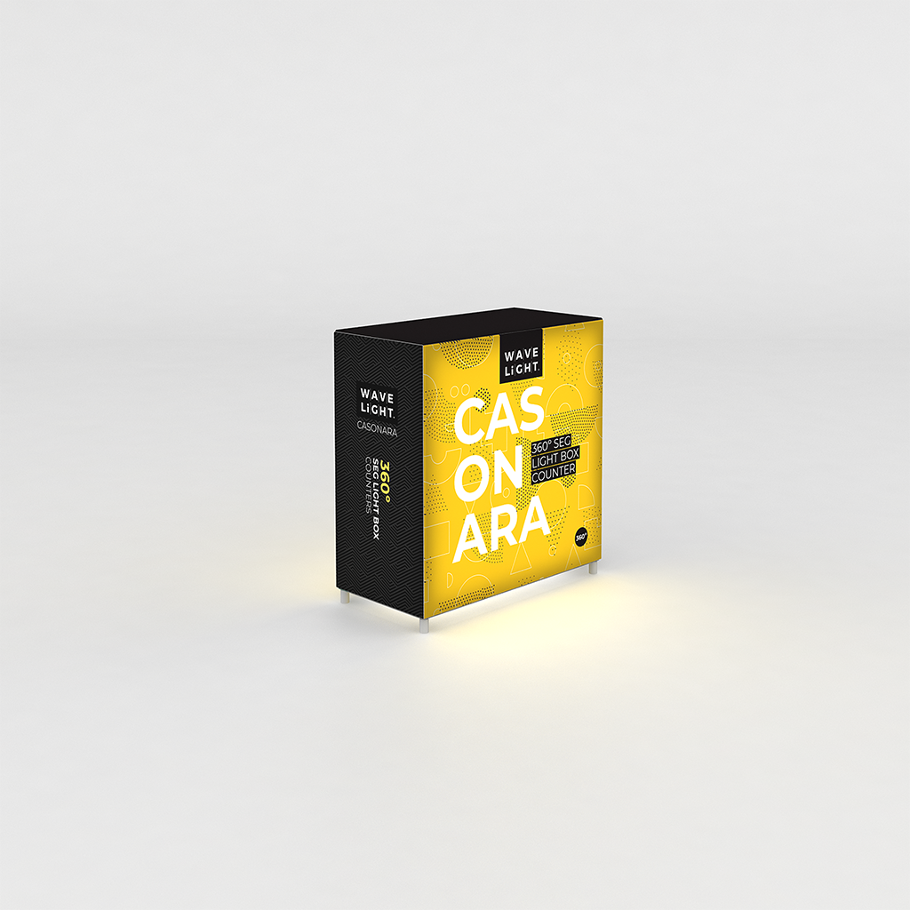 Casonara 100M Illuminated Counter replacement fabric graphic shown installed on the compatible frame; frame and hardware are not included — view 1