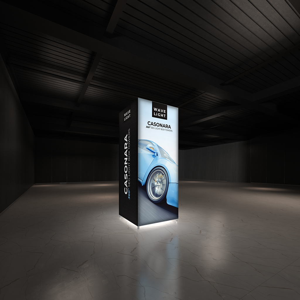 Casonara 8 ft Tower Graphics — illuminated view; graphics only, hardware excluded