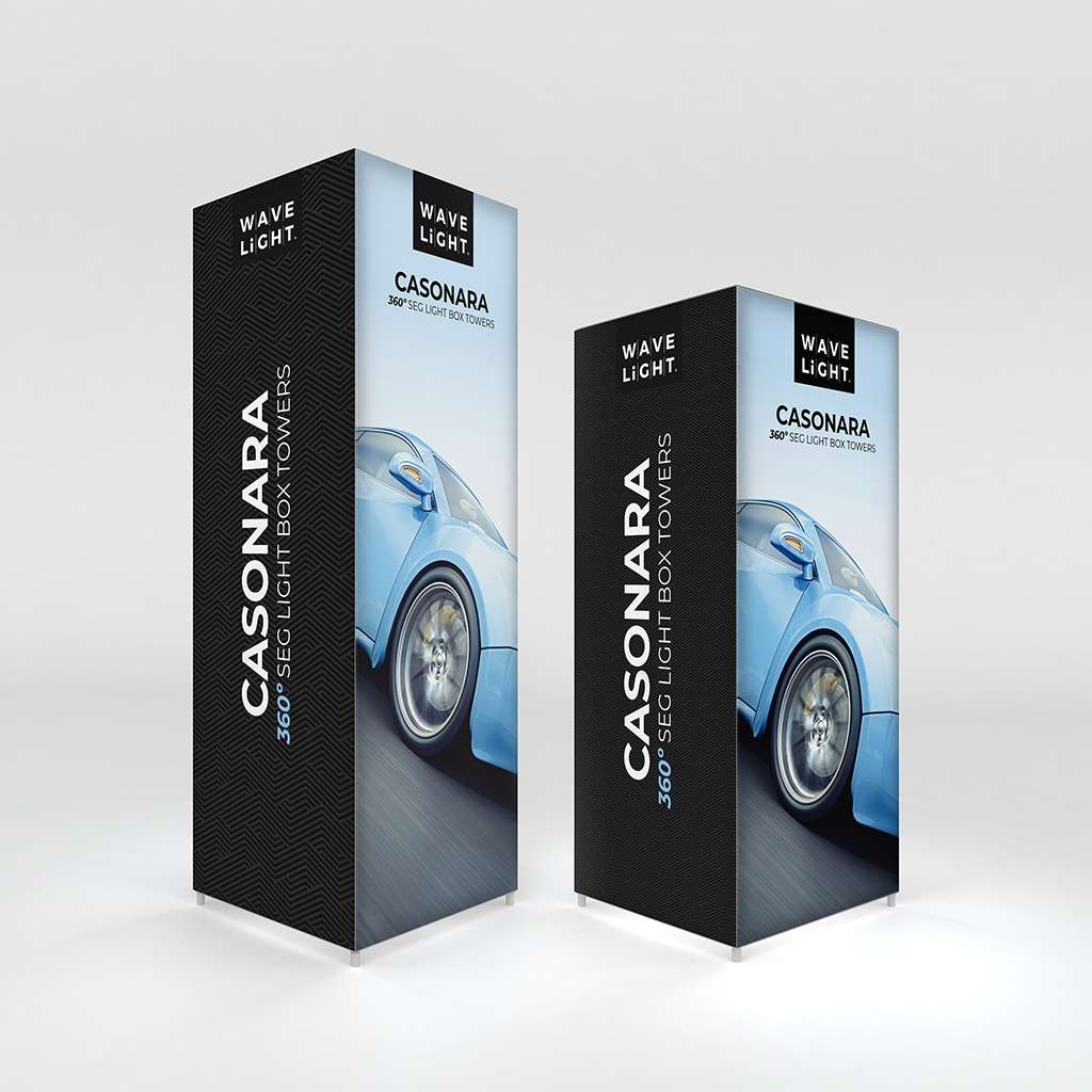 Casonara 8 ft Tower Graphics — two-height comparison; graphics only, hardware excluded