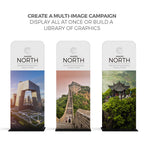 WaveLine 36 × 116 in Rounded Banner Graphic — product display examples; graphic only, hardware excluded