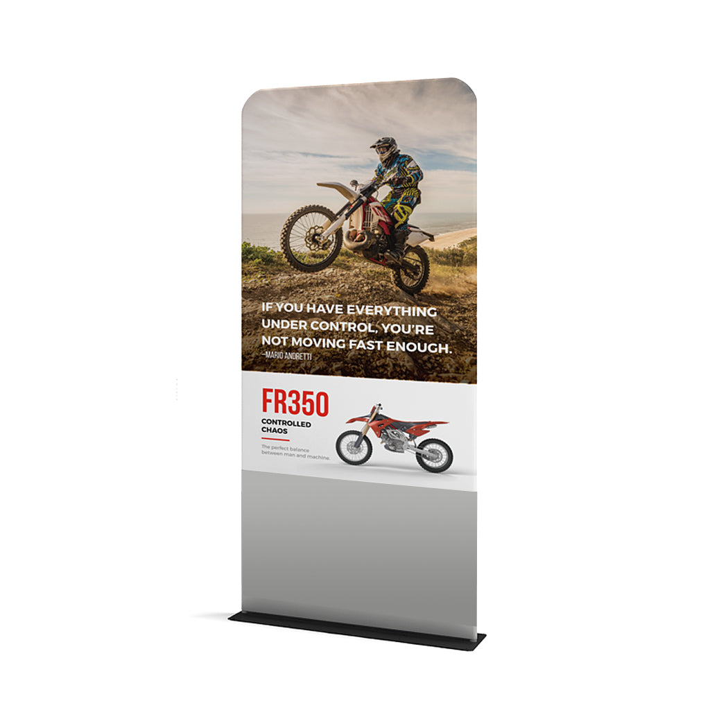 WaveLine 48 × 116 in Rounded Banner Graphic — shown installed; hardware not included