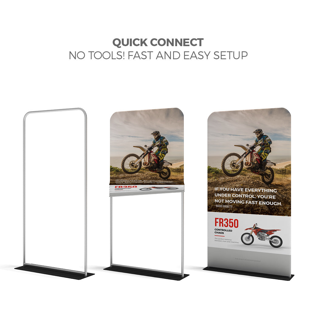 WaveLine 48 × 116 in Rounded Banner Graphic — product fabric installation; graphic only, hardware excluded