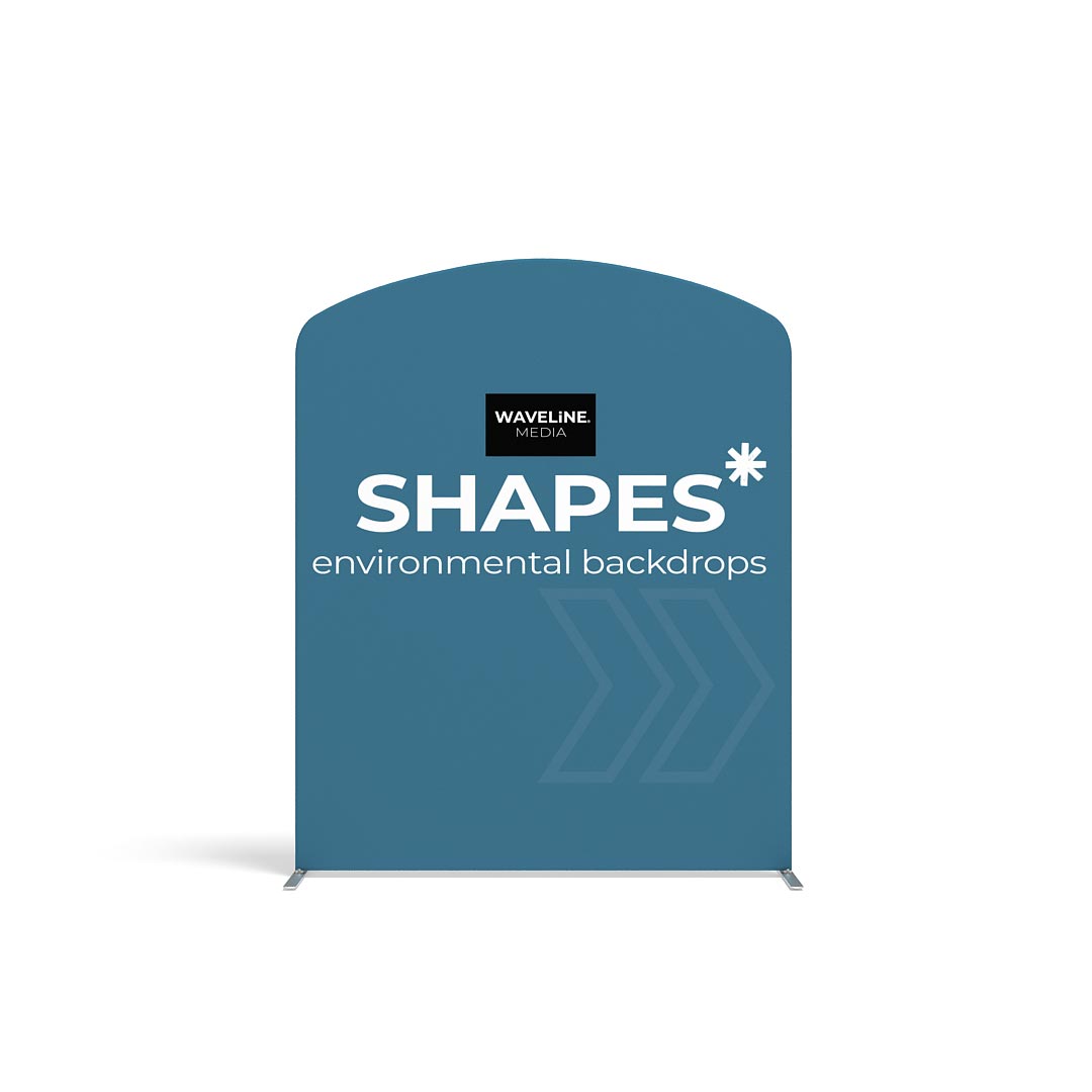WaveLine Media Panel U rounded graphic shown on a frame; hardware sold separately