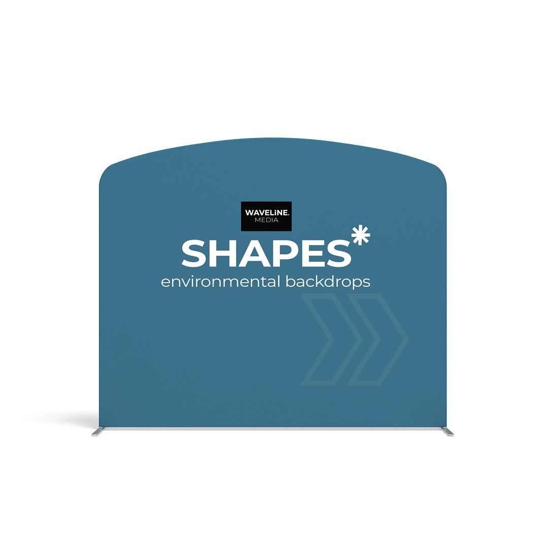 WaveLine Media Panel V rounded display with sample printed graphic